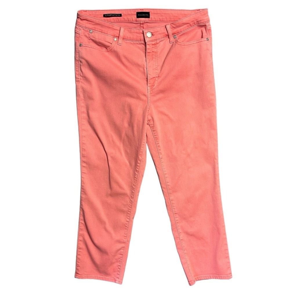 Talbots Jeans Size 12 Pink Straight Leg Crop‎ Stretch High Rise Feminine Pastel